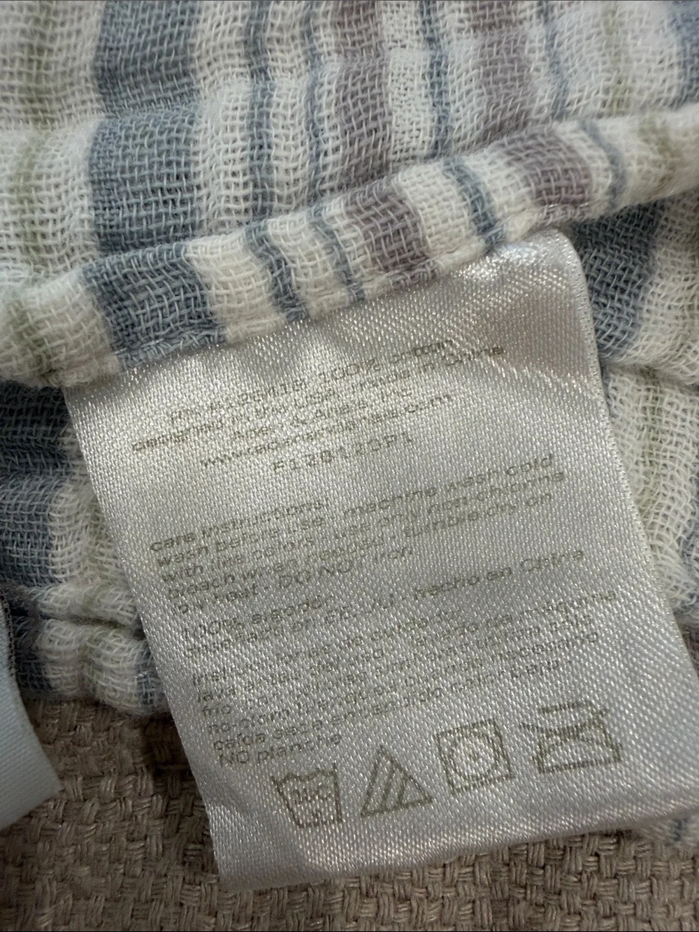 Aden + Anais Lightweight Stripe blue Cream 100% cotton Muslin swaddle blanket